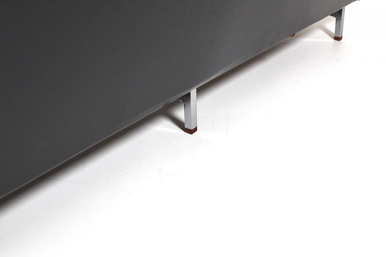 Black leather sofa with chrome structure and teak, 1960s 10