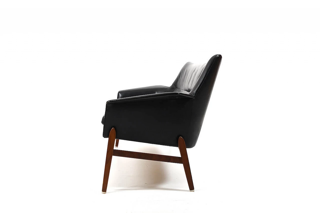 Divano Wing in pelle e teak di Ib Kofod-Larsen, anni '50 5