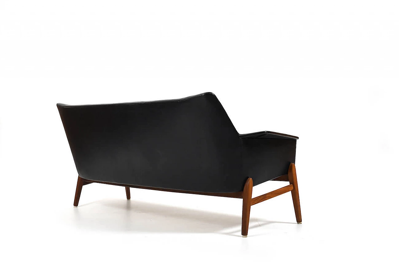 Wing leather and teak sofa by Ib Kofod-Larsen, 1950s 6