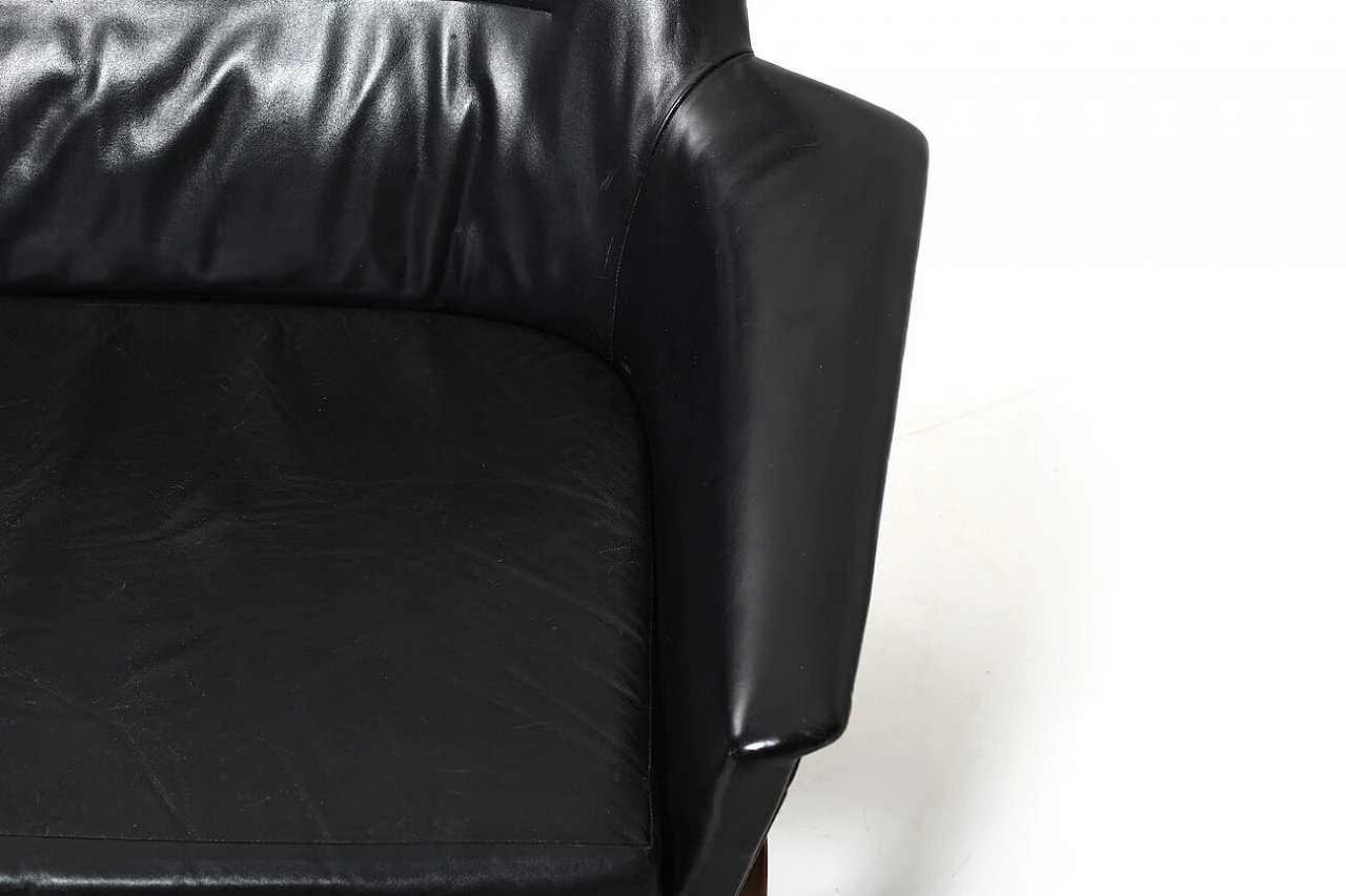 Divano Wing in pelle e teak di Ib Kofod-Larsen, anni '50 9