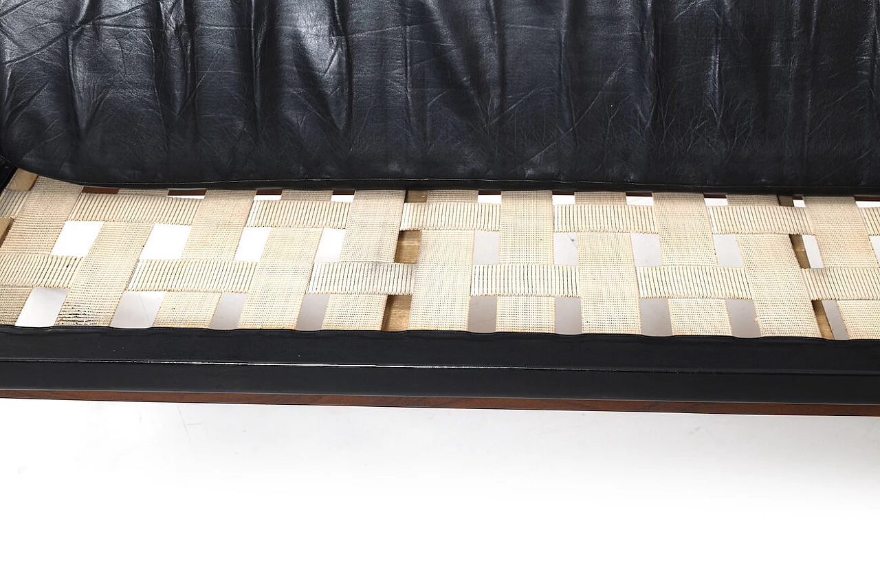 Divano Wing in pelle e teak di Ib Kofod-Larsen, anni '50 10