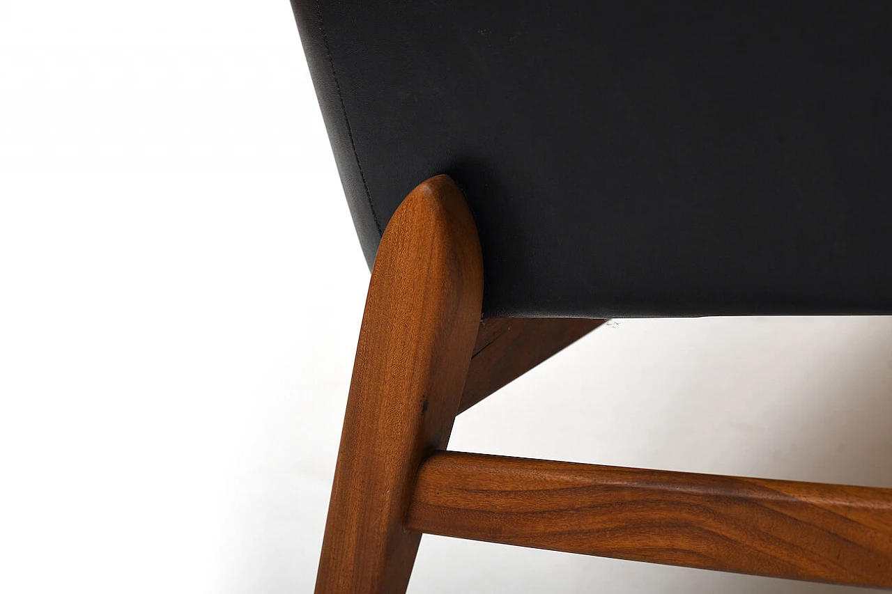Divano Wing in pelle e teak di Ib Kofod-Larsen, anni '50 12