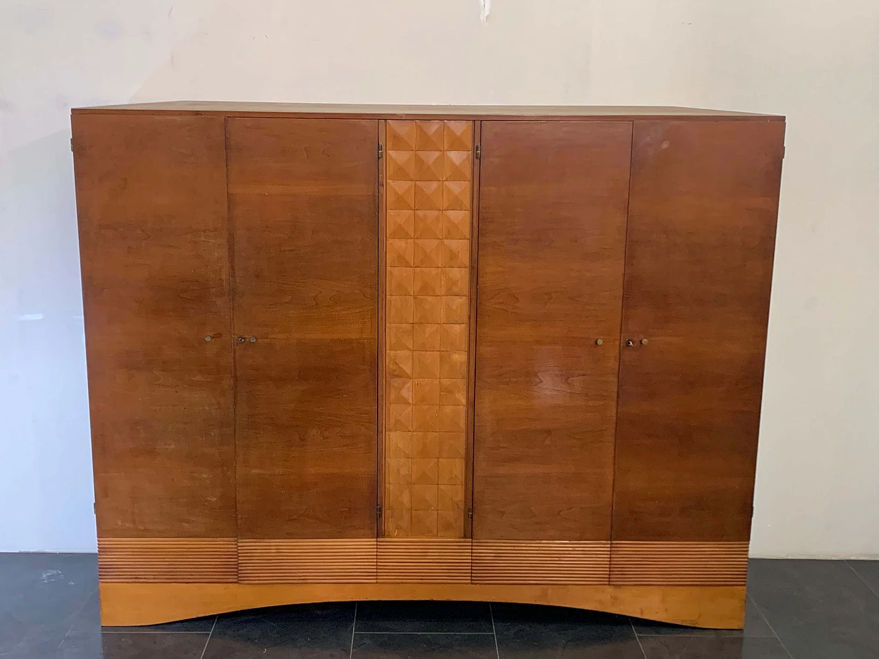 Carved cherry and maple wood cabinet, 1950s 26