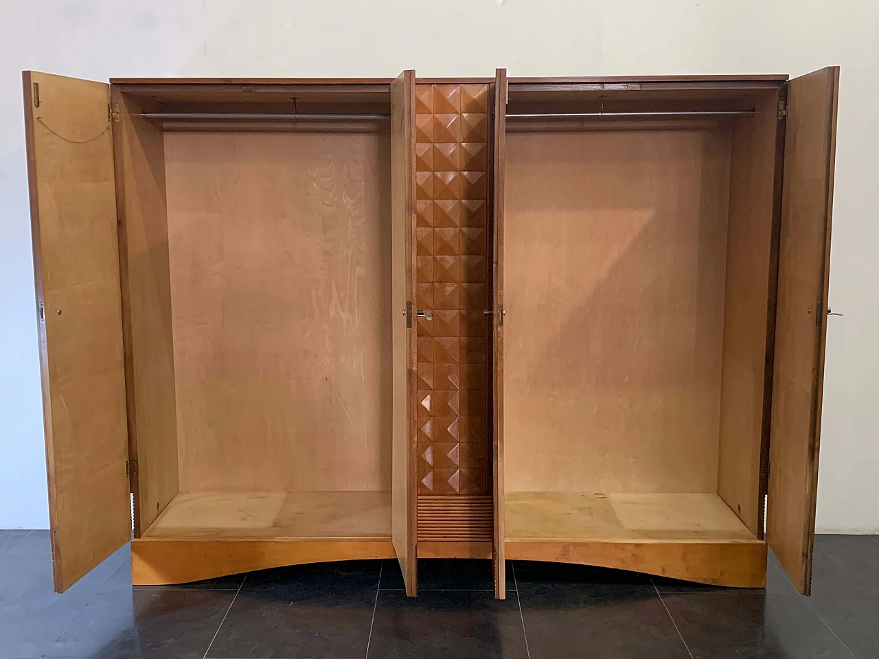 Carved cherry and maple wood cabinet, 1950s 27