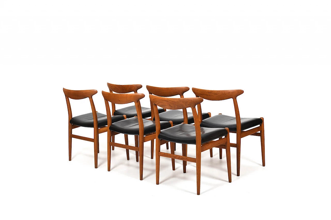 6 W2 chairs by Wegner for C. M. Madsen, 1950s 3