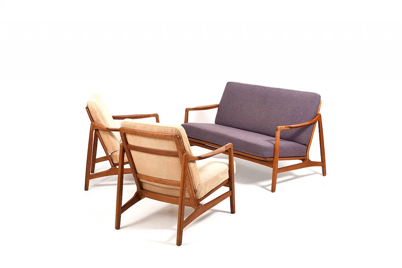 Divano di Tove & Edward Kindt-Larsen con poltrone, anni '50 1