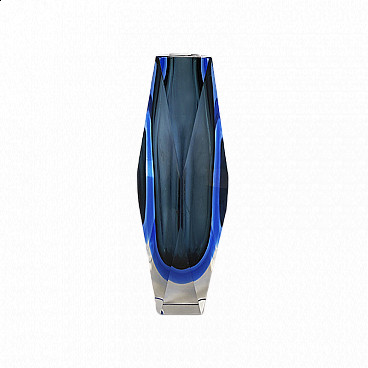 Blue glass vase by Flavio Poli for Seguso, 1960s