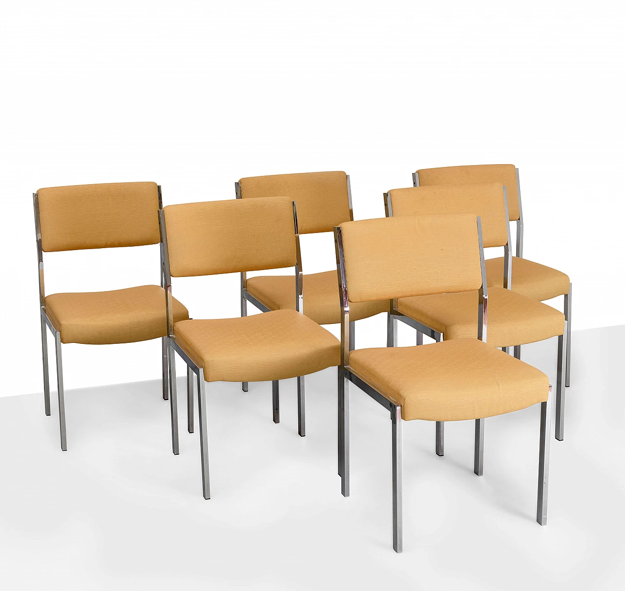 8 Steel and velvet chairs by Romeo Rega, 1970s 1
