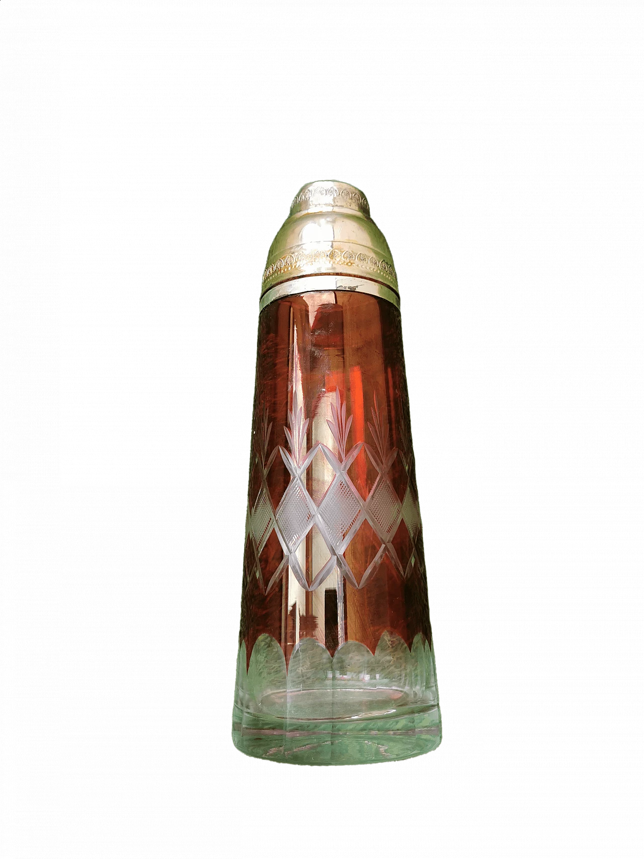 Bicchiere shaker in cristallo rosso, anni '60 6