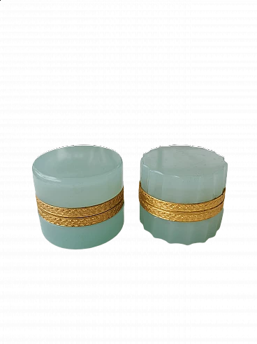 Pair of small alabaster boxes, 1950s