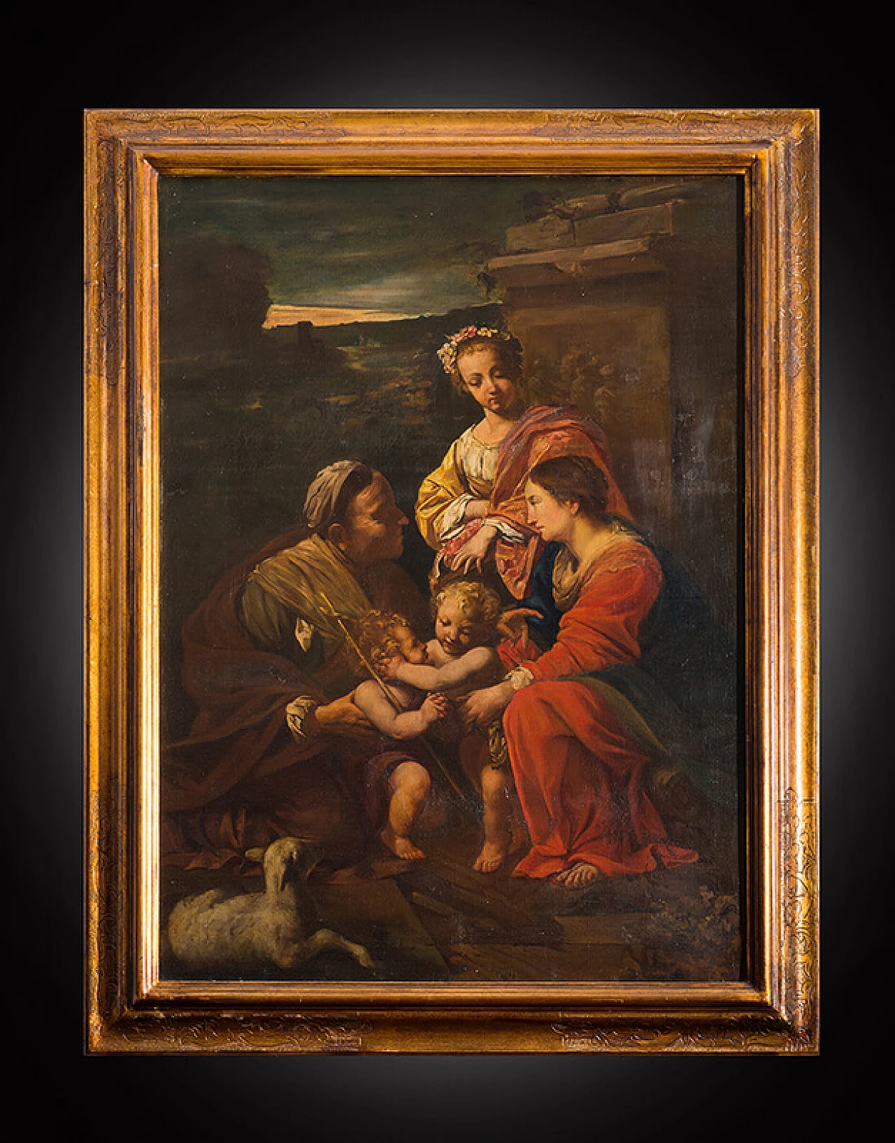 The Holy Family, oil painting on canvas with frame, 19th century 1
