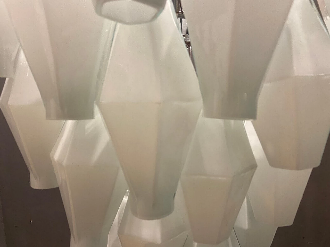 White polygonal glass chandelier, 1980s 5