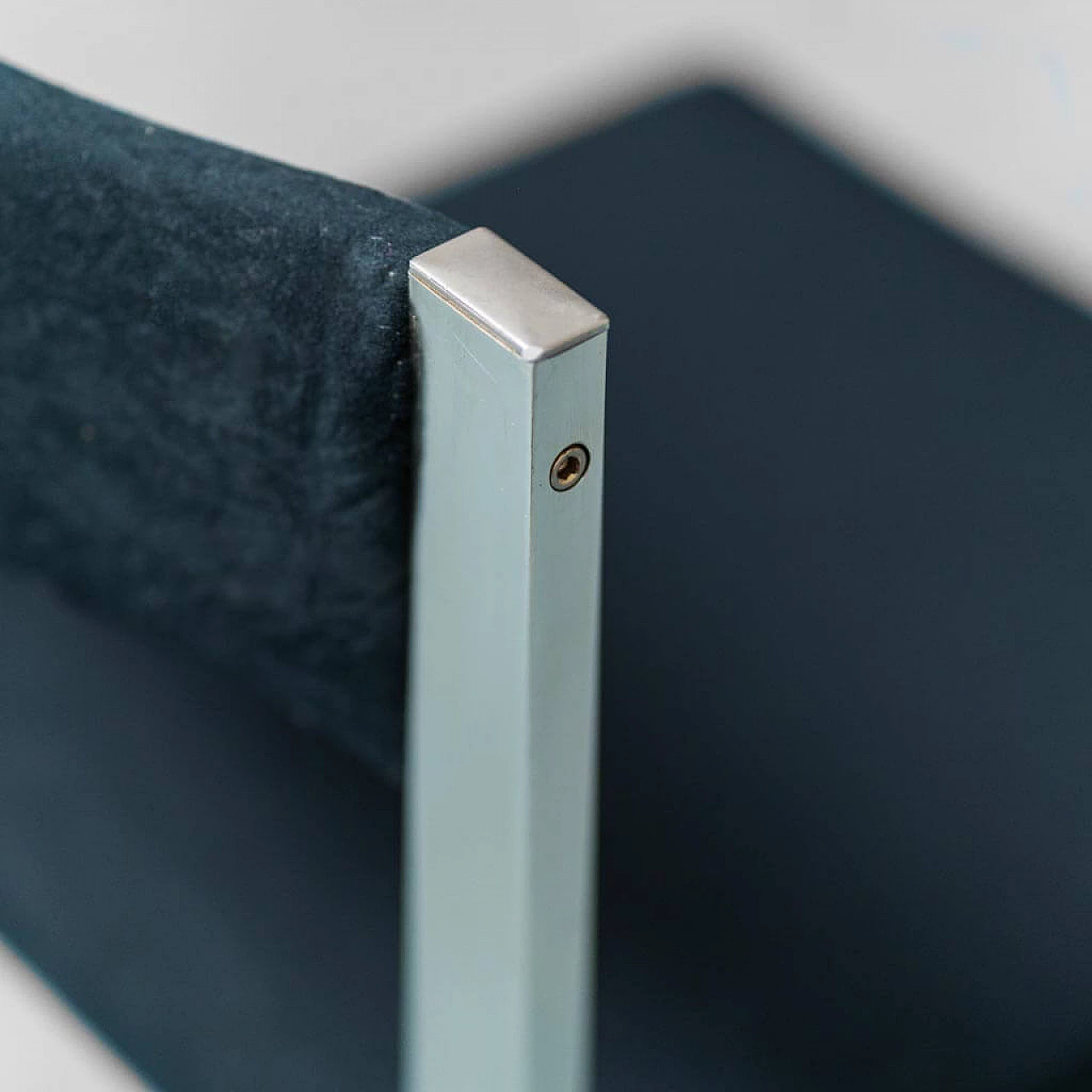 Pair of chromed metal and fabric chairs, 1970s 8