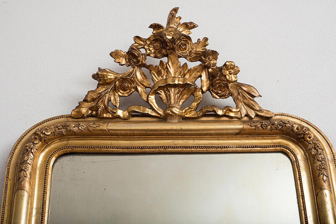Gilded and carved wooden mirror, 19th century 2