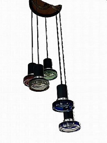 Lampadario con vetri colorati di Flavio Poli per Seguso, anni '60