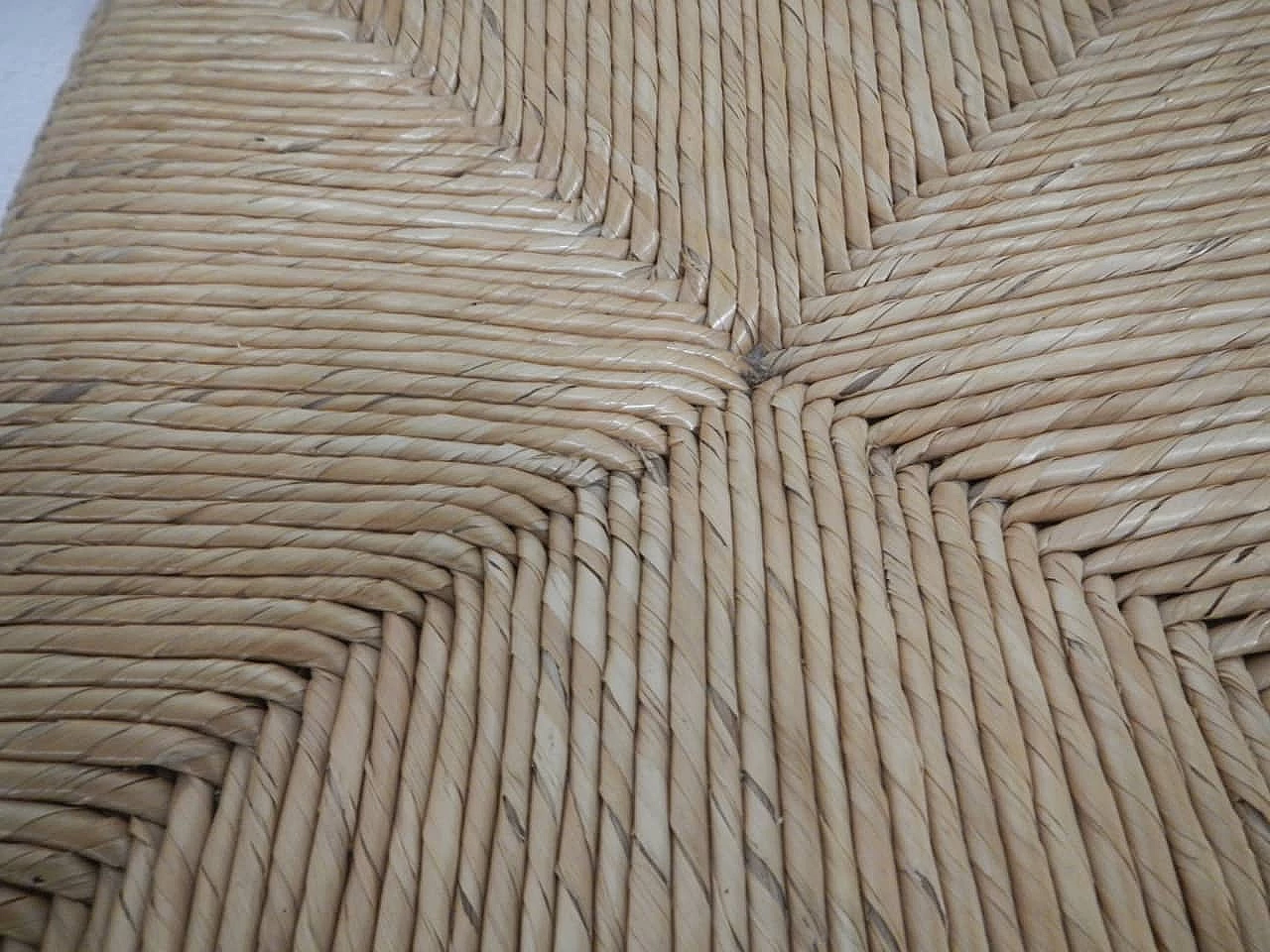 Sgabello in legno e seduta in paglia, anni '60 1