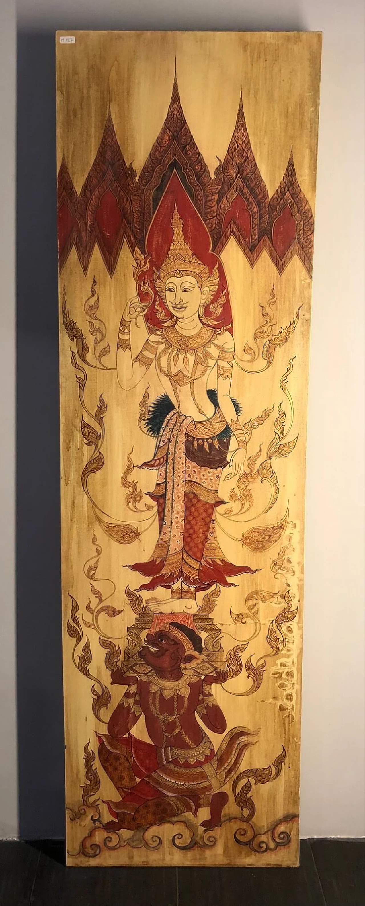 Coppia di pannelli Tailandesi decorati a mano di La Maison Coloniale, primo '900 2