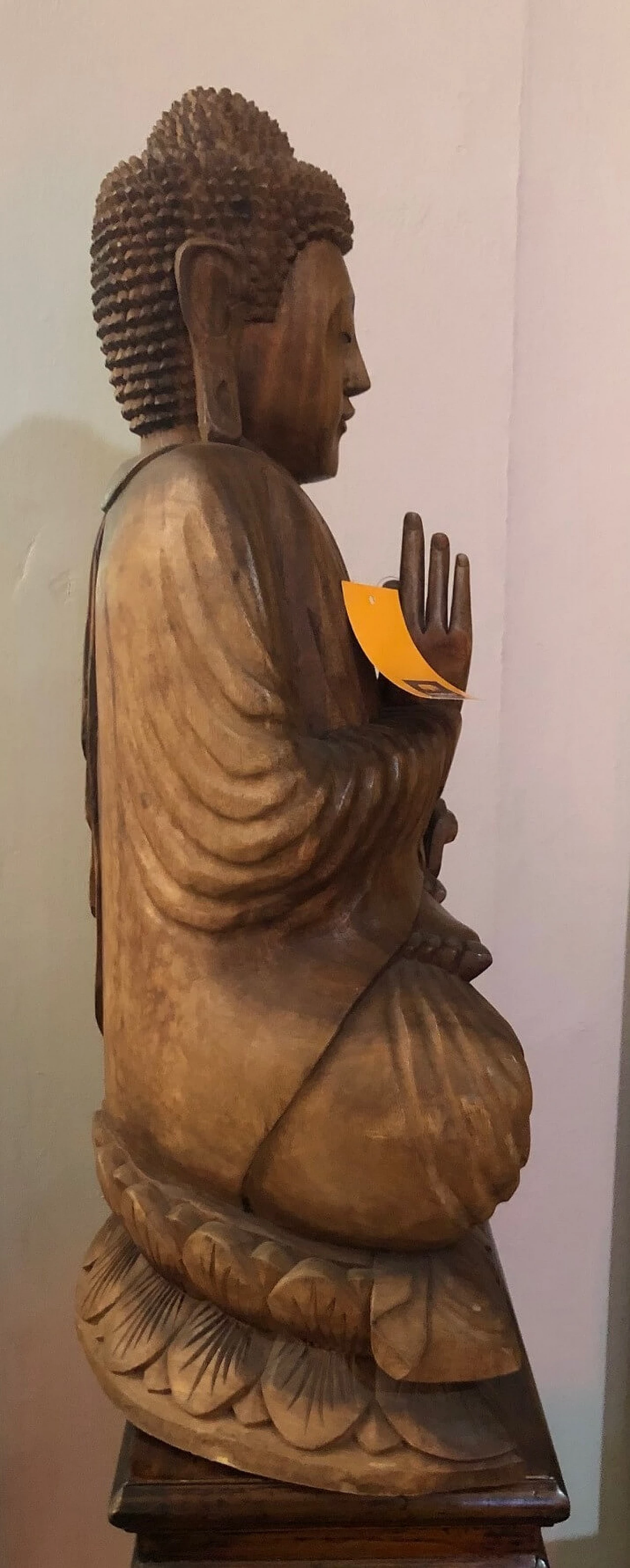 Seated Buddha, wooden statue by La Maison Coloniale, early 20th century 3