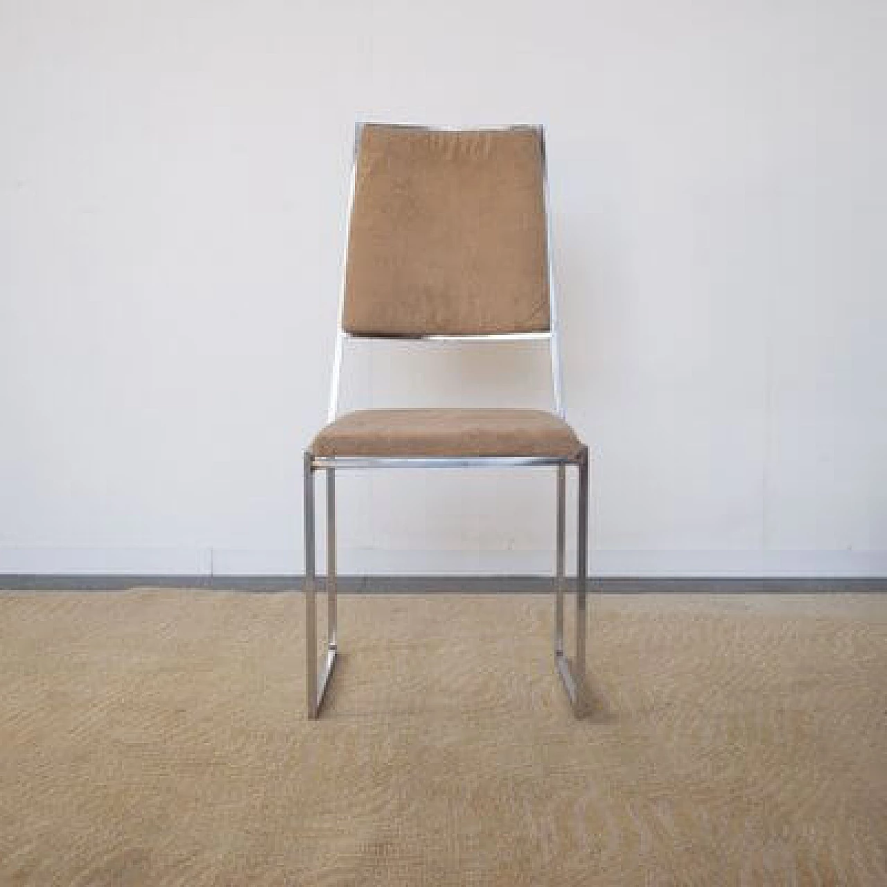 Pair of steel and suede chairs, 1970s 4