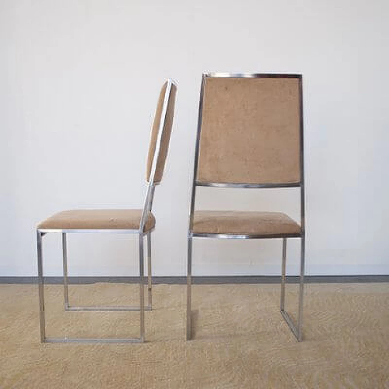 Pair of steel and suede chairs, 1970s 5