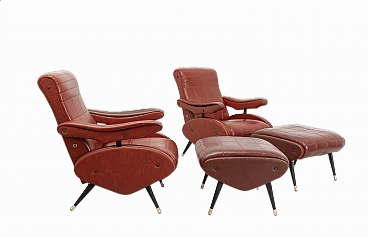 Pair of Oscar armchairs with pouf by Nello Pini for Novarredo, 1960s