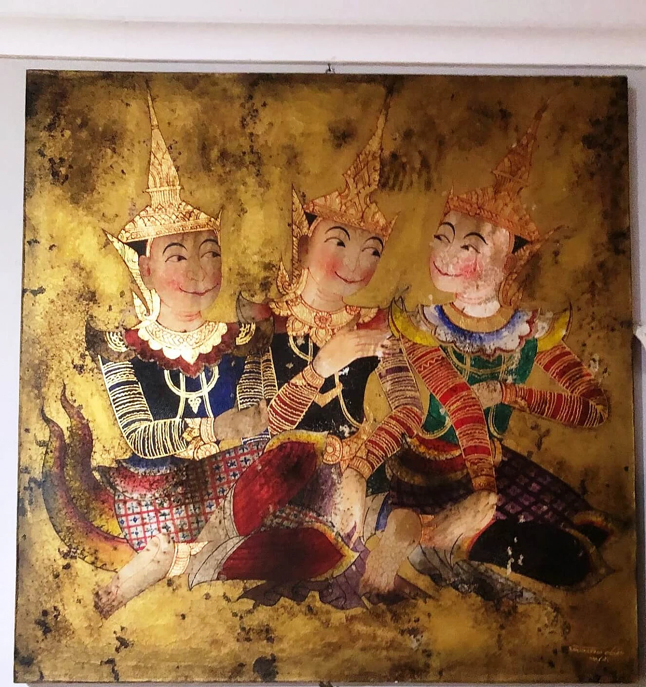 Hand-decorated ethnic painting on canvas, early 20th century 2