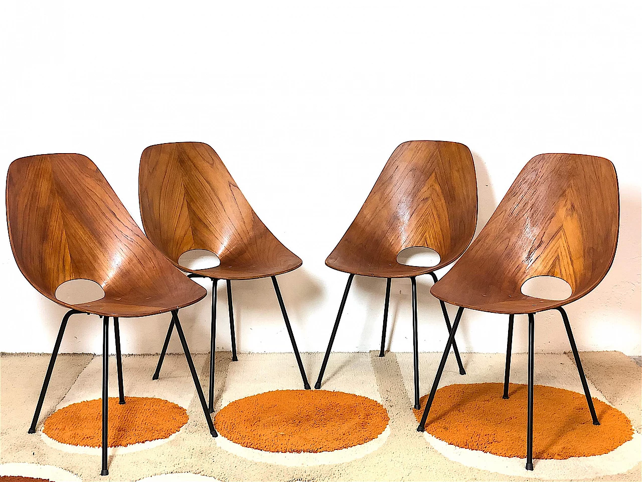 4 Bent plywood chairs by Vittorio Nobili, 1950s 1