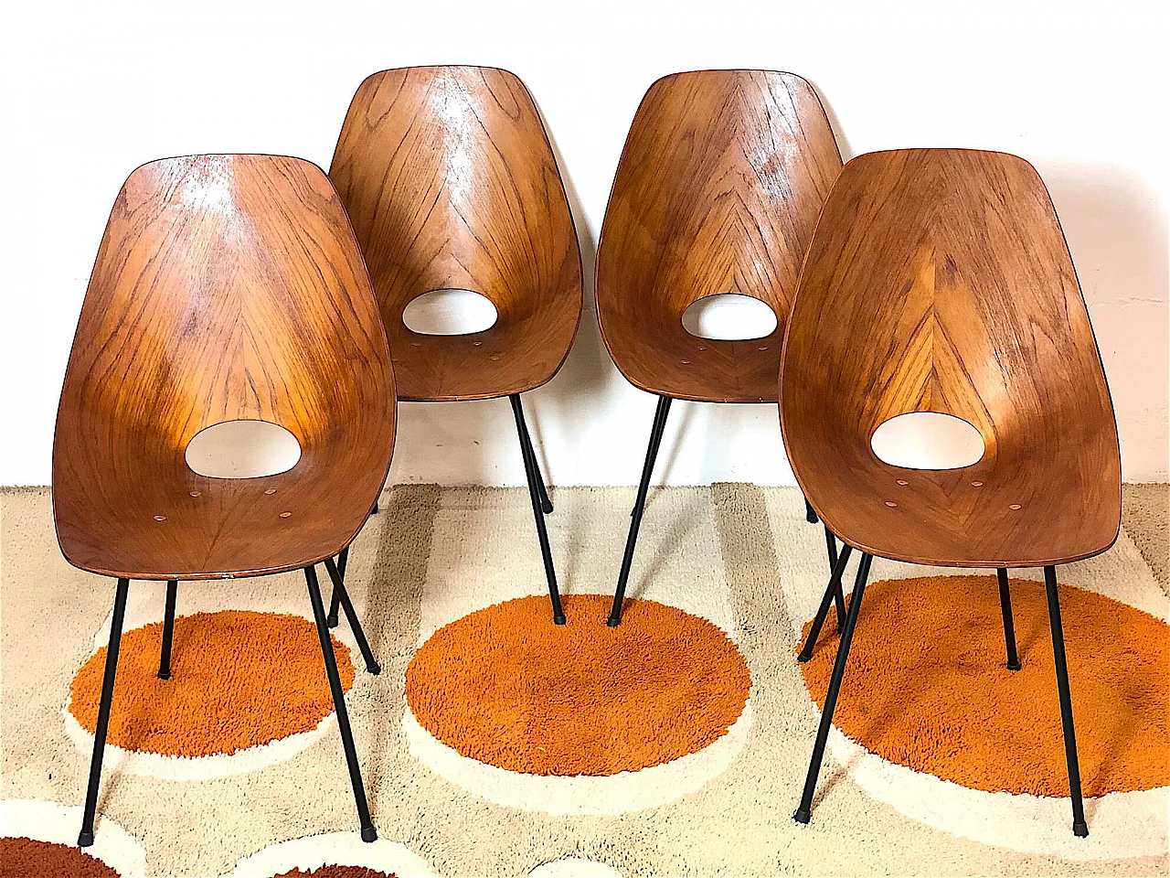 4 Bent plywood chairs by Vittorio Nobili, 1950s 2
