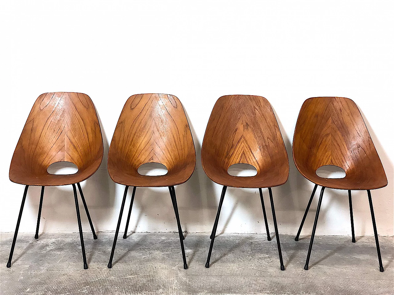 4 Bent plywood chairs by Vittorio Nobili, 1950s 4