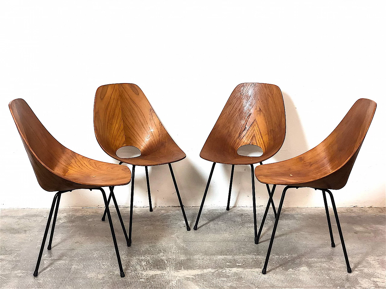 4 Bent plywood chairs by Vittorio Nobili, 1950s 5