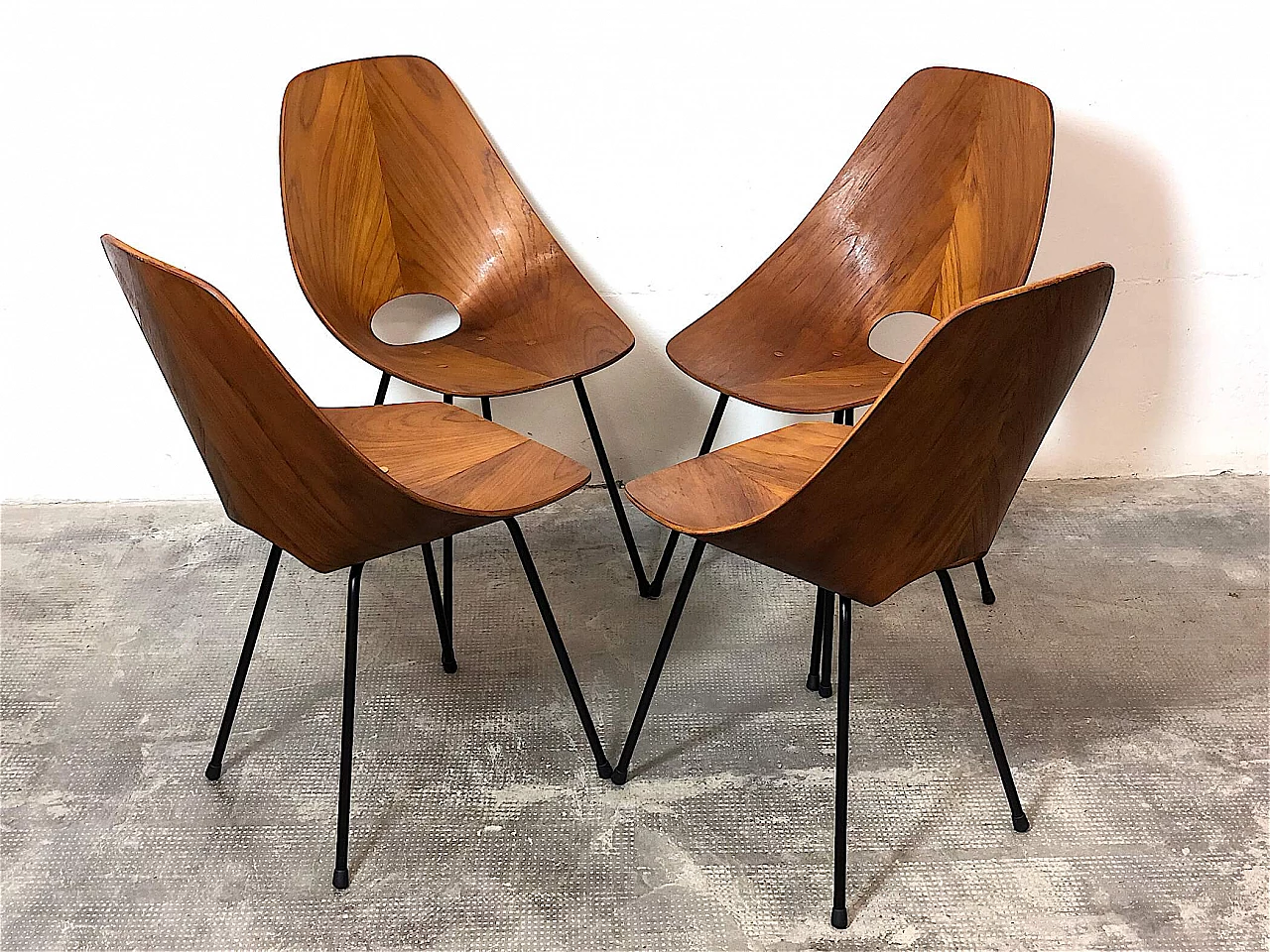 4 Bent plywood chairs by Vittorio Nobili, 1950s 6