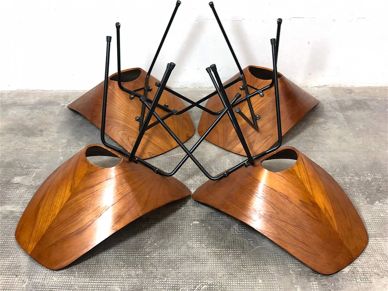 4 Bent plywood chairs by Vittorio Nobili, 1950s 8
