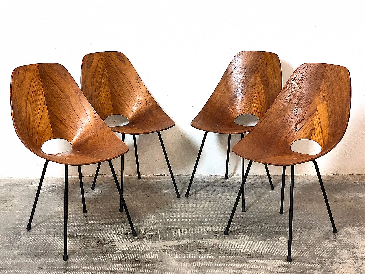 4 Bent plywood chairs by Vittorio Nobili, 1950s 11