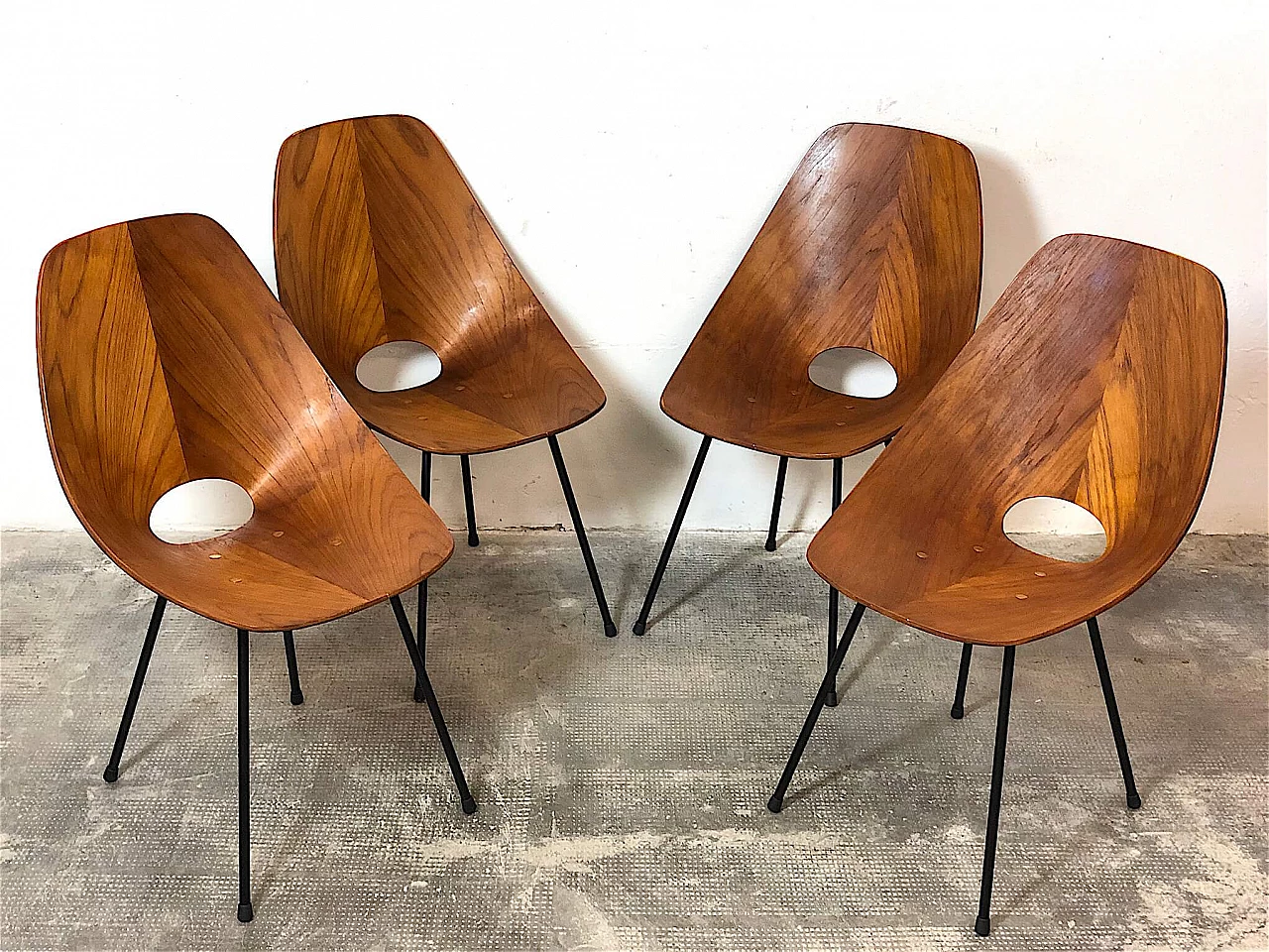 4 Bent plywood chairs by Vittorio Nobili, 1950s 12