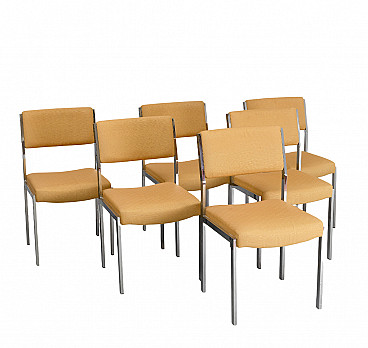 8 Steel and velvet chairs by Romeo Rega, 1970s