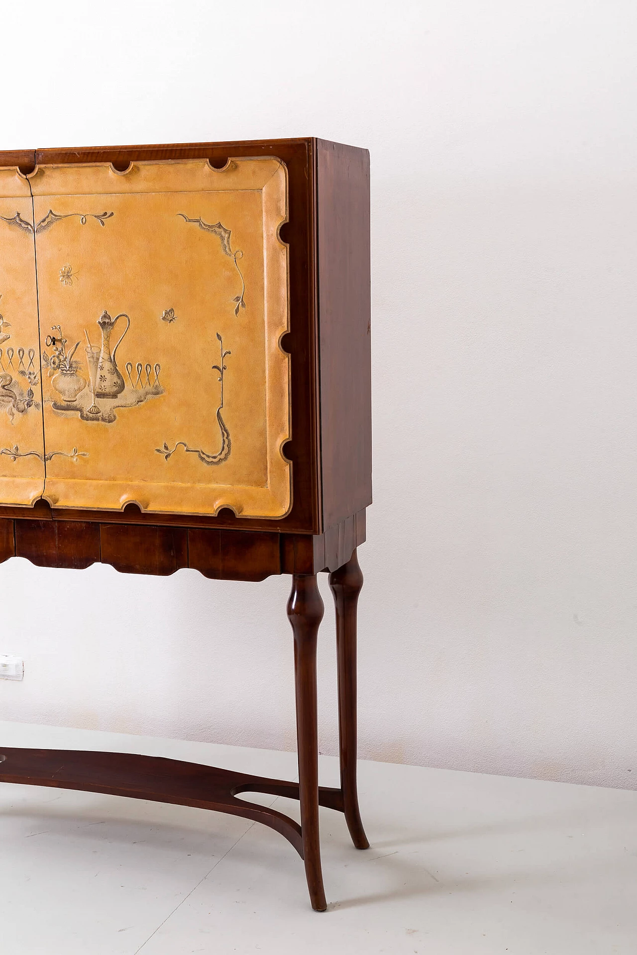 Mobile bar in legno decorato a smalto, anni '40 6