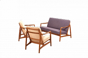 Divano di Tove & Edward Kindt-Larsen con poltrone, anni '50