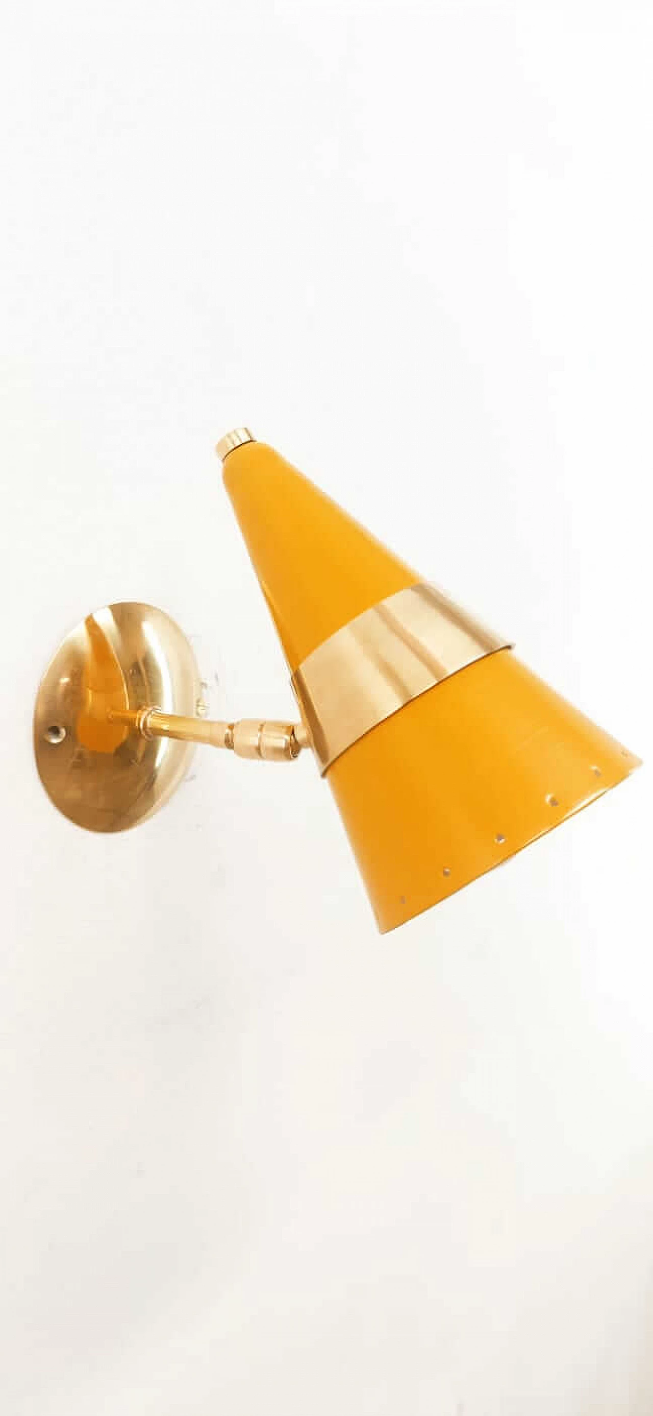 Cone wall light in yellow gold, 1970s 1