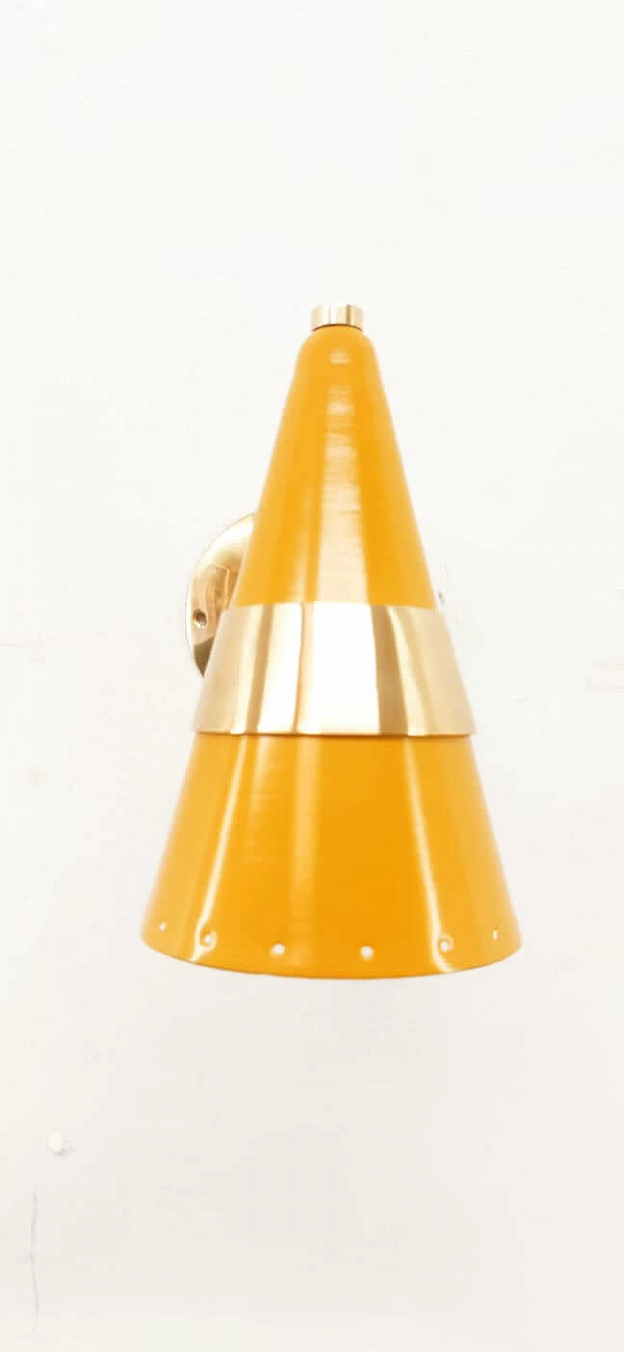 Cone wall light in yellow gold, 1970s 3