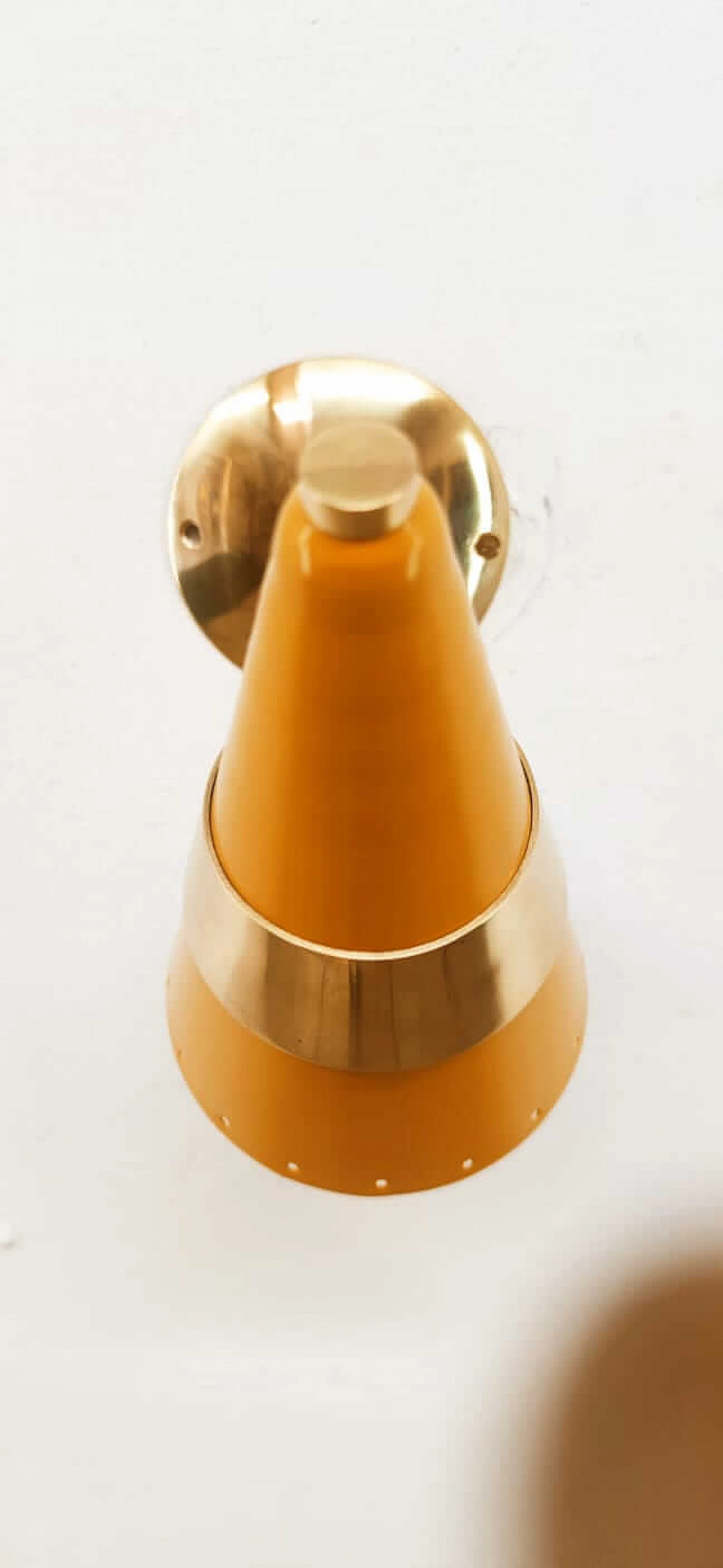Cone wall light in yellow gold, 1970s 4