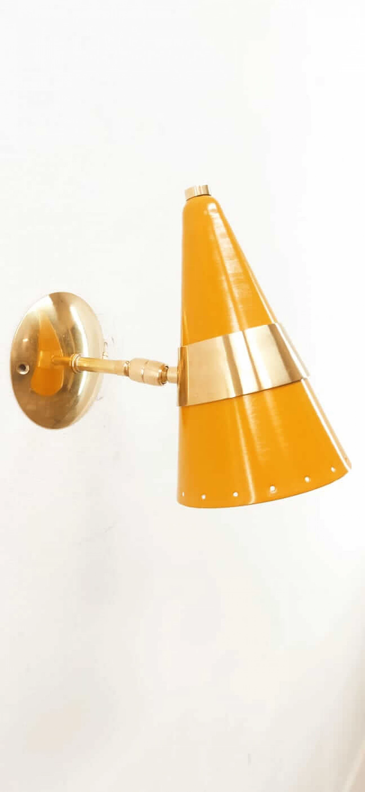 Cone wall light in yellow gold, 1970s 5