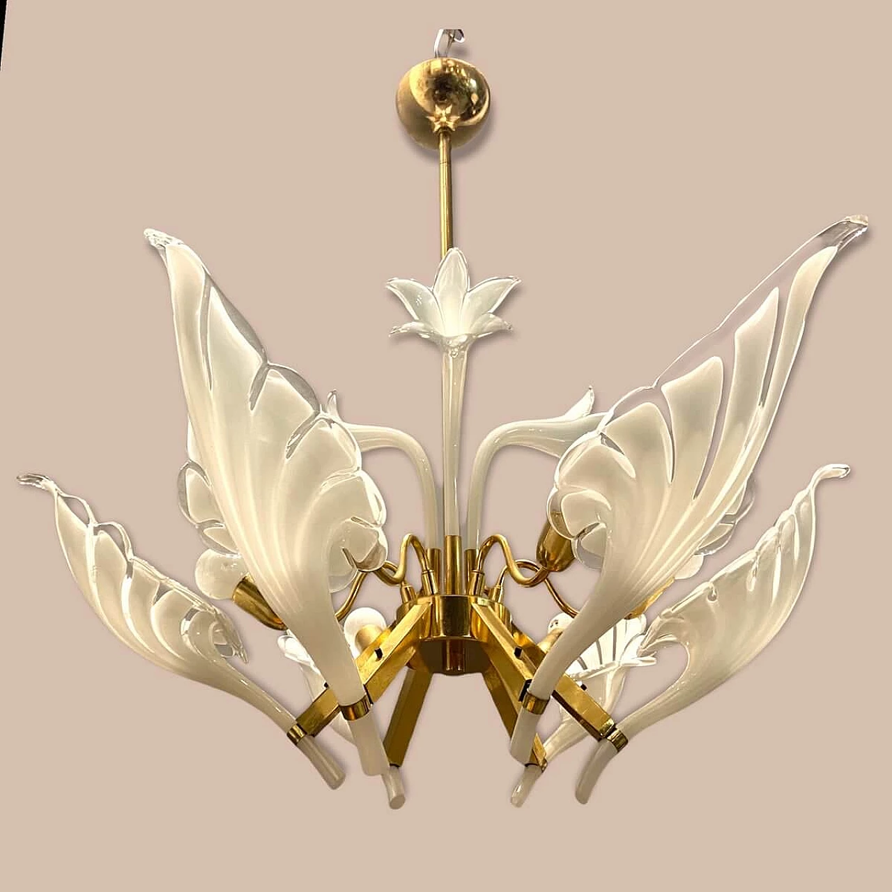 Murano glass chandelier in the shape of a flower, 1970s 3