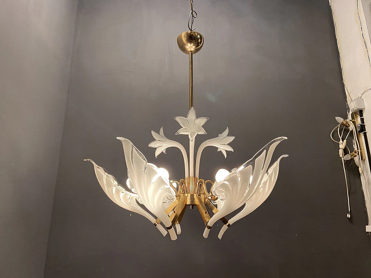 Murano glass chandelier in the shape of a flower, 1970s 7