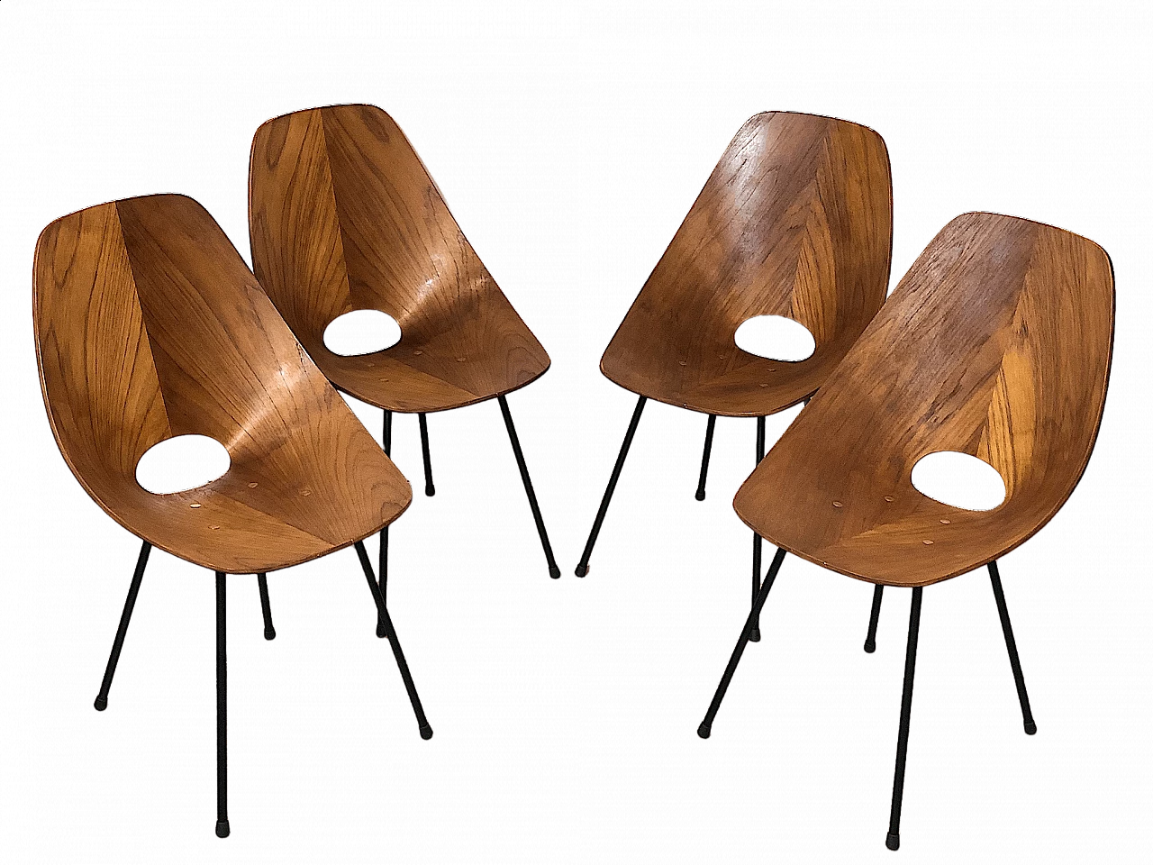 4 Bent plywood chairs by Vittorio Nobili, 1950s 13