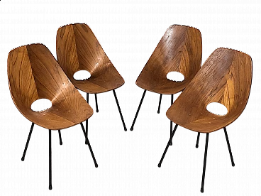 4 Bent plywood chairs by Vittorio Nobili, 1950s