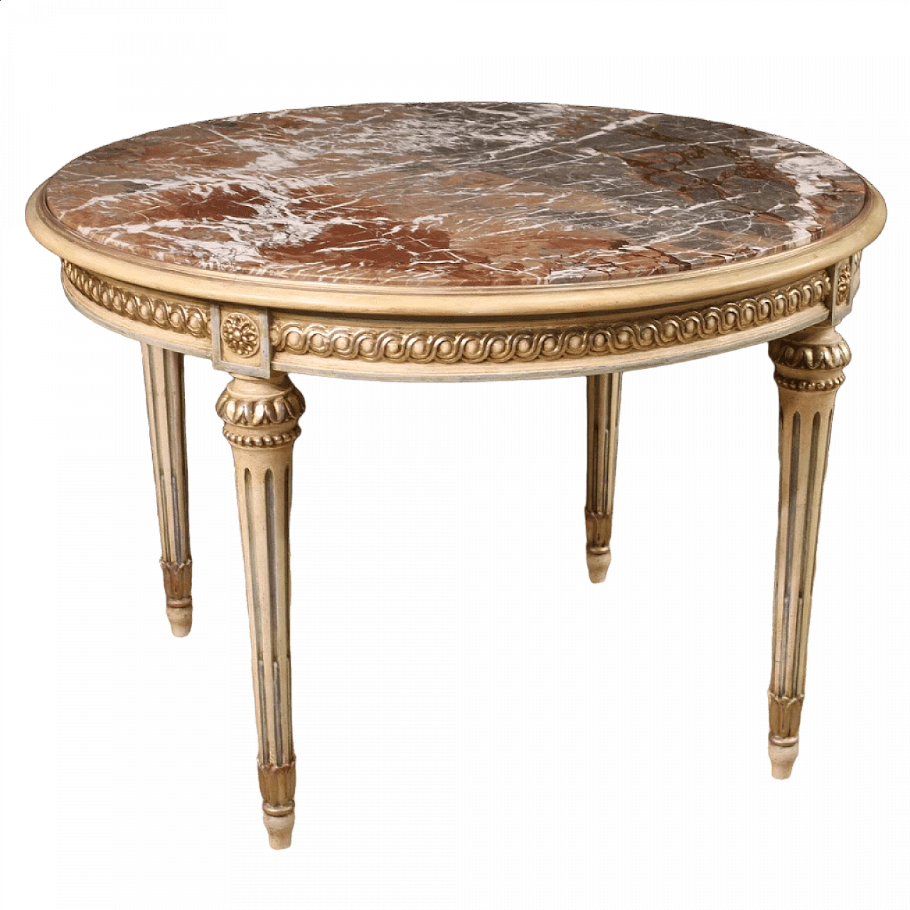 Tavolo rotondo in stile Luigi XVI in legno scolpito, anni '60 13