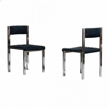 Pair of chromed metal and fabric chairs, 1970s