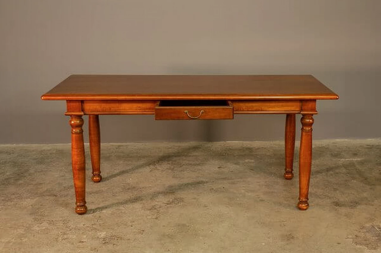 Cherry table with 4 upholstered chairs, 1980s 3