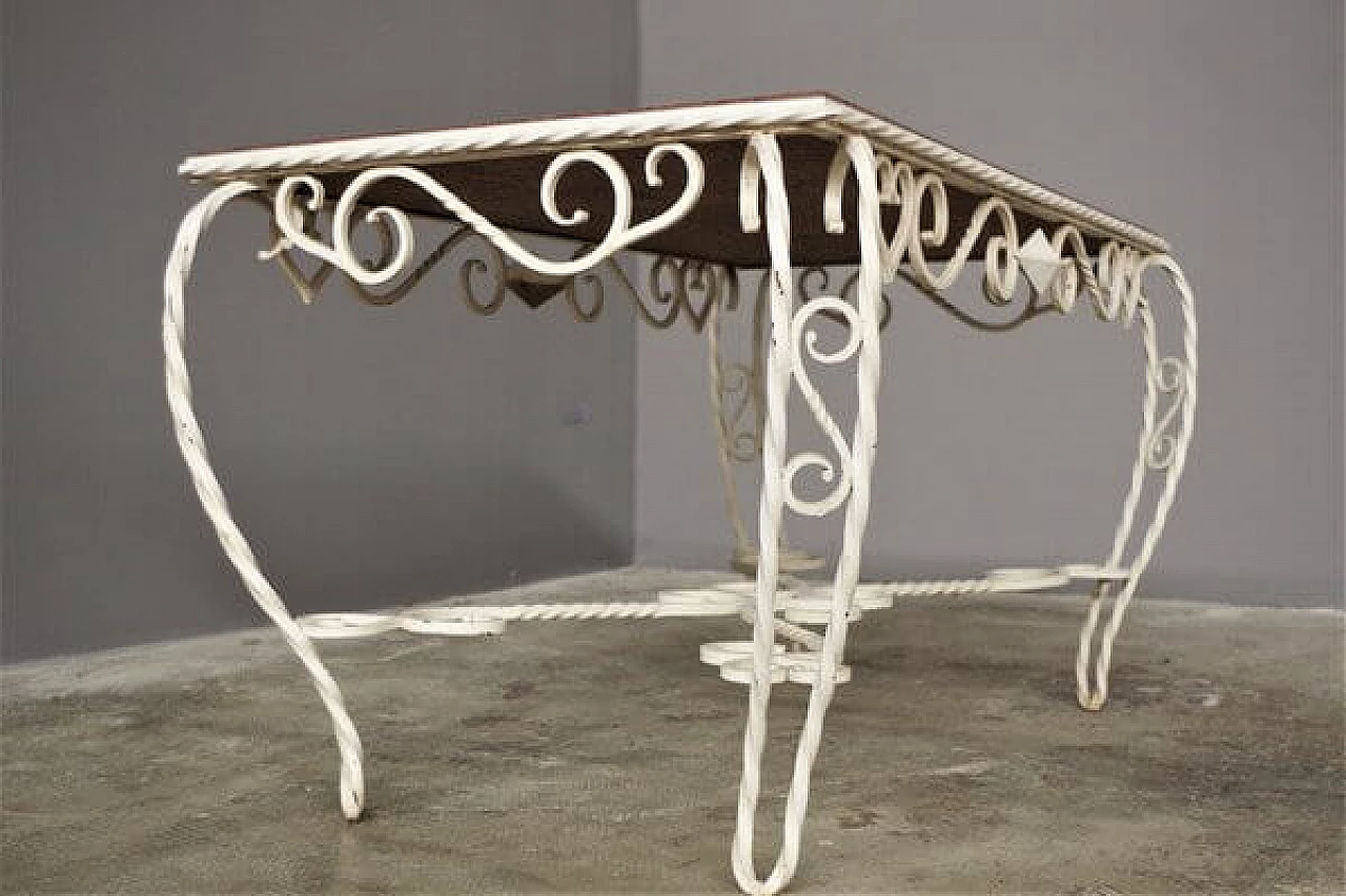 Iron table with Carrara marble top, 1940s 7