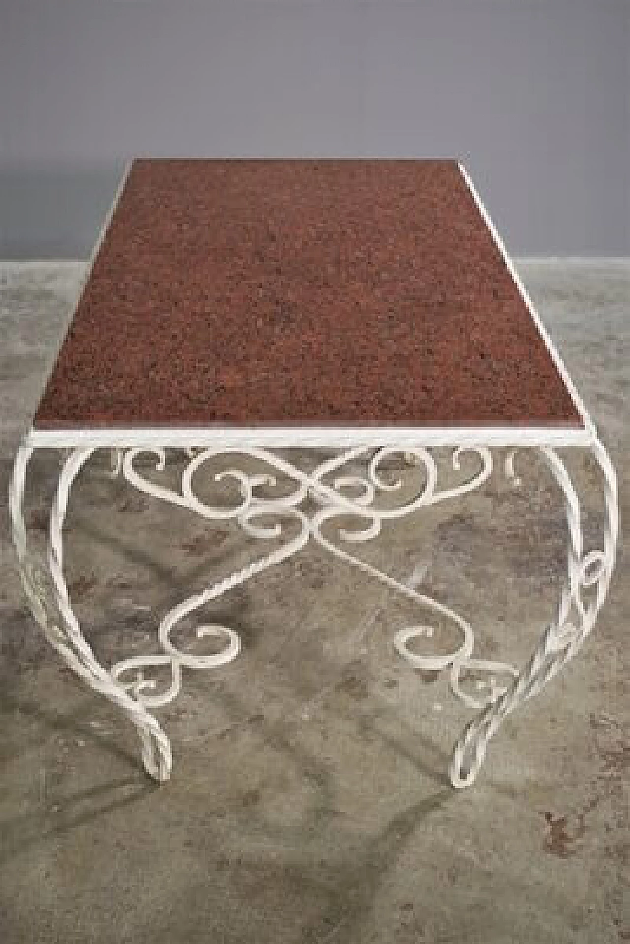 Iron table with Carrara marble top, 1940s 8